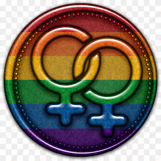 a round, lesbian pride, female gender symbol impression - emblem