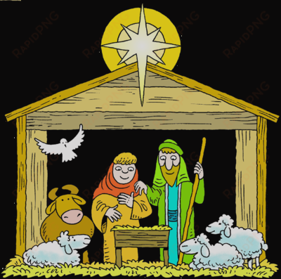 a star over a manger with mary joseph baby jesus and - baby jesus born in bethlehem clipart