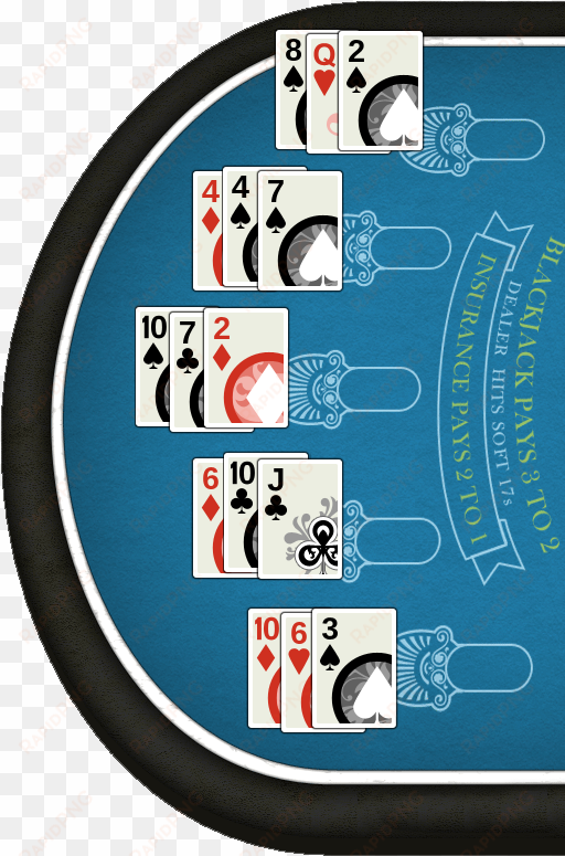 a table where all players have been dealt three cards - playing card