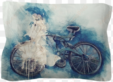 abstract bicycle on watercolor painting background - watercolor painting