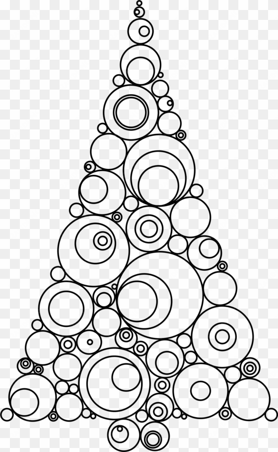 abstract circles christmas tree silhouette - color christmas tree: adult coloring book