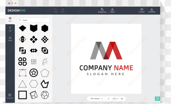 add icon and shapes to the logo - designevo