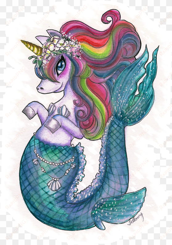 adesivo mermaid unicorn de ana paula sollamyna - cartoon