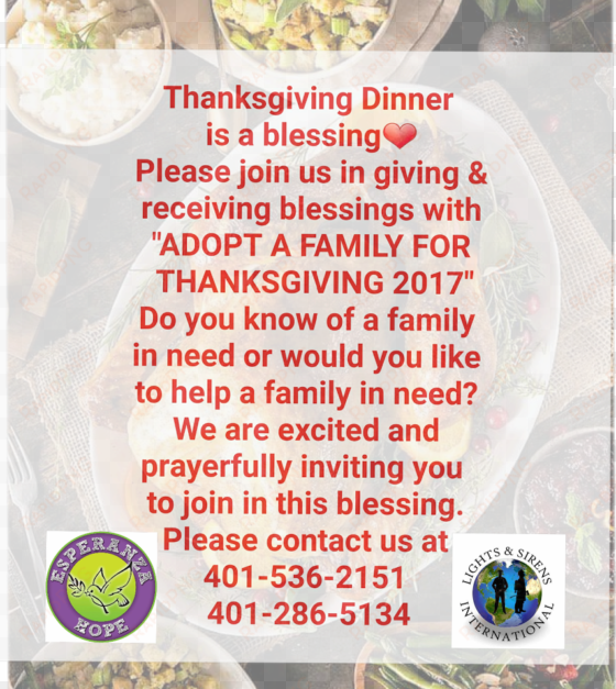 adopt a family for thanksgiving dinner - dish