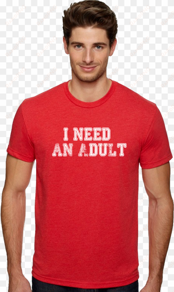 adult model red tee