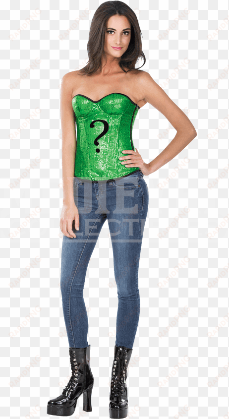 adult riddler sequin corset - riddler green sequin womens corset