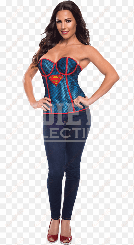 adult supergirl fishnet overlay corset - supergirl corset adult costume top - medium