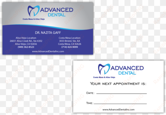 Advanced Dental Business Card Pinnacle Marketing Group - Dental Busniess Card Appointment Online transparent png image