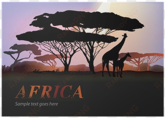 africa elephants silhouette with tree and orange sun - silhouette