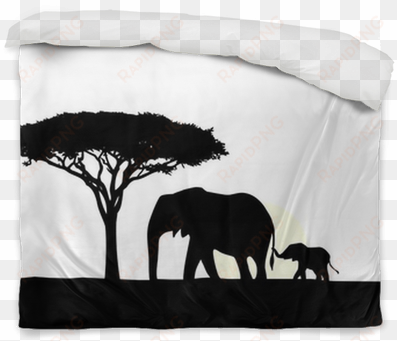 african elephant with baby silhouette duvet cover • - afrikanischer elefant silhouette