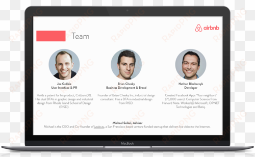 airbnb pitch deck team - founders slide