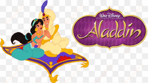 aladdin movie image with logo and character - aladdin and jasmine clipart