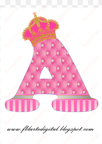 alfabeto con corona dorada y rosa - letra a na cor rosa