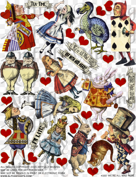 alice in wonderland tarot cards, wonderland scene clip - alice in wonderland collage sheets