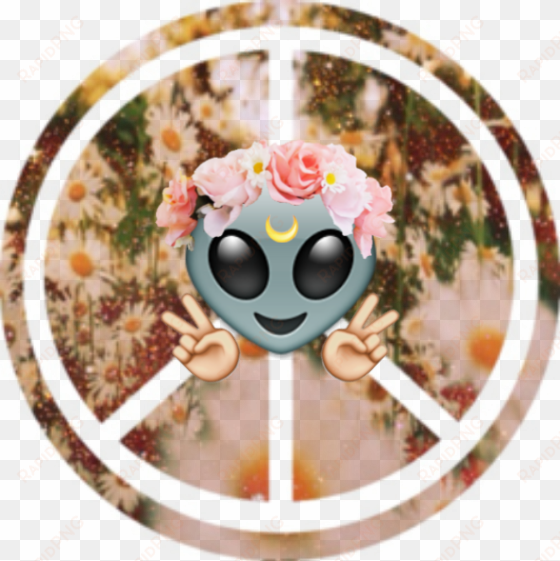 alien emoji wallpaper - peace sign