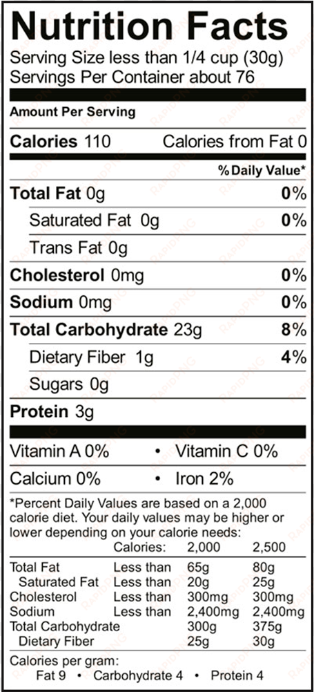 all purpose white flour - nutrition facts for corn pops