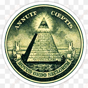 "all seeing eye, pyramid, dollar, freemason, god" stickers - new world order icon