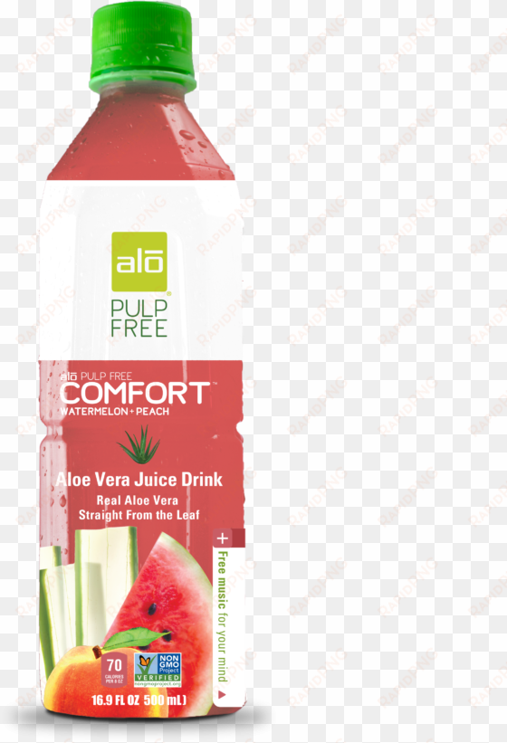 aloe comfort aloe vera pulp free juice drink, watermelon - alo comfort aloe vera juice drink, pulp free, 16.9