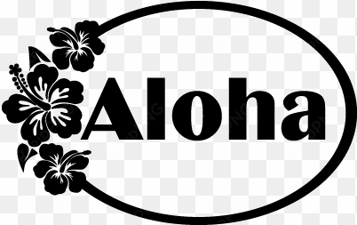 aloha - hibiscus flower black and white border
