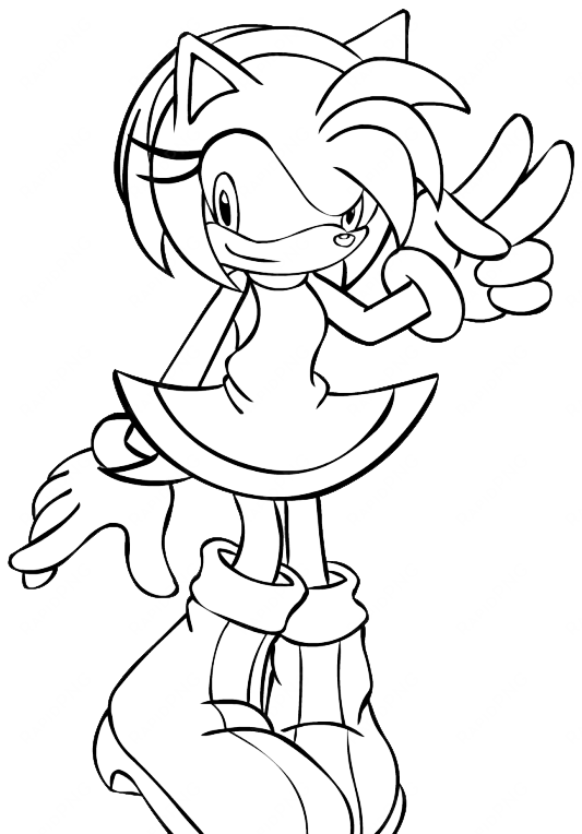 amy rose far view coloring page beauty and the beast - amy rose coloring pages