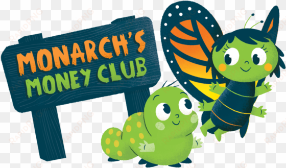 an illustration fit for credit union kids - monarch caterpillar character