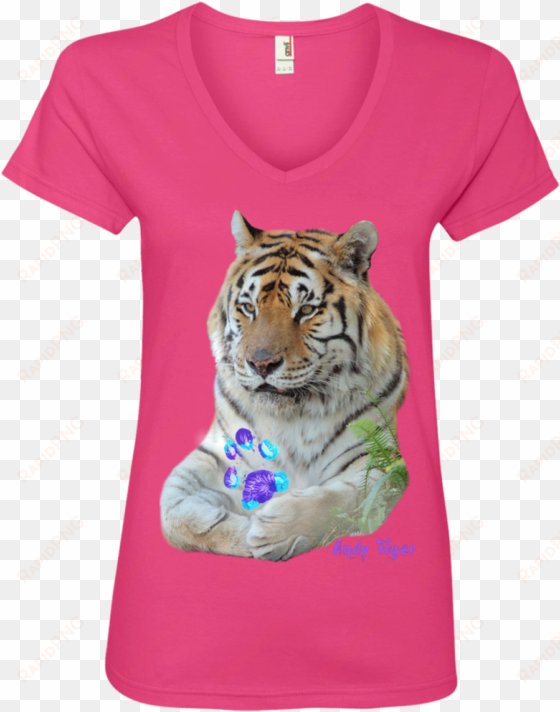 andy tiger paw print ladies' v-neck tee - sip coffee & pet my dog ladies' premium v-neck