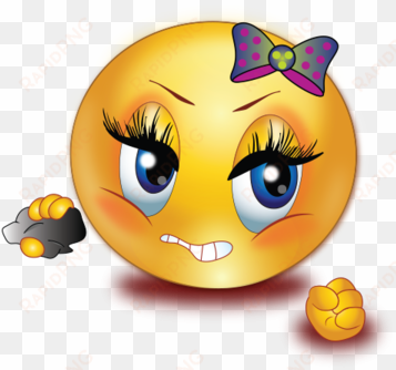 angry girl holding rock - angry girl emoji png