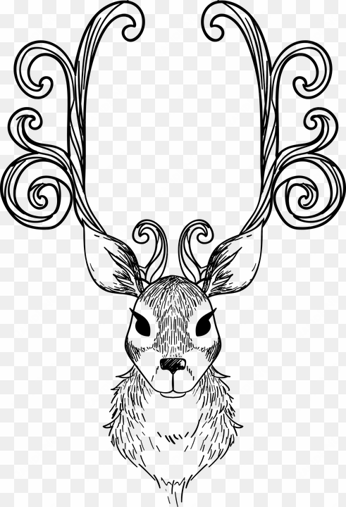 animal, antlers, face, head, reindeer, silhouette - renos de navidad para colorear