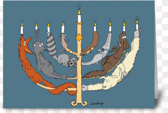 animal menorah greeting card - greeting card