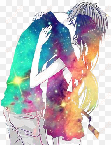 anime couple galaxy female male hugging embrace cute - anime girl and boy hugging