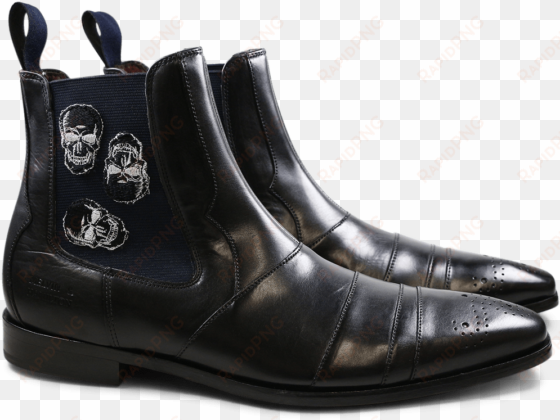 Ankle Boots Elvis 12 Crust Black Skull Patch Elastic - Enkellaarzen Melvin & Hamilton Elvis 12 Crust Black transparent png image