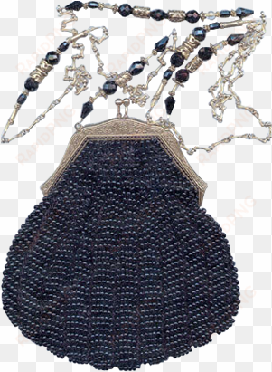 antique beaded purse black with gold frame - handbag