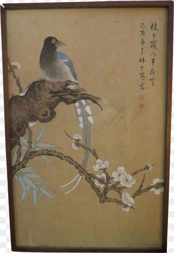 Antique Japanese Bird Painting Signed From 2271668 - Bluebird transparent png image