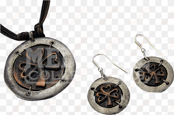 antiqued silver and copper lucky charm necklace and - pendant