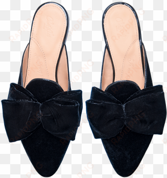 antoine black velvet slides with bow flat shoes png - flatshoes png