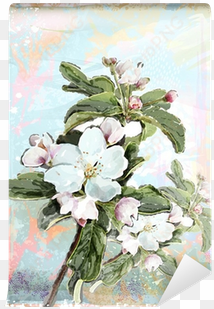 apple flower blossoms in full bloom wall mural • pixers® - illustration
