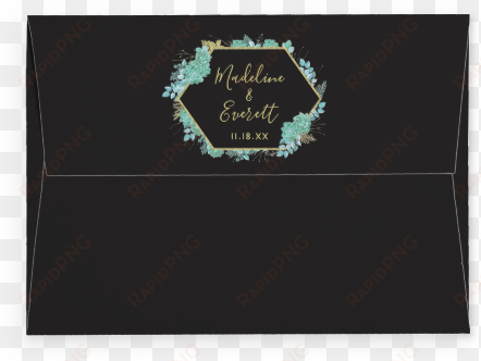 aqua teal watercolor succulents gold foil frame & black - gold