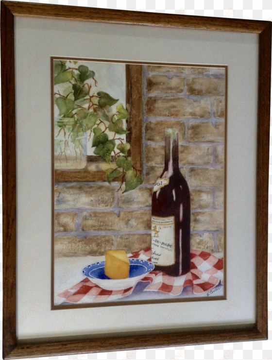 archer wine & cheese still life water color works on - wine bottle