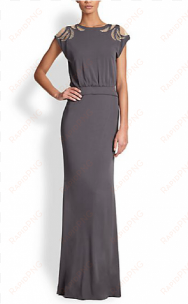 Art Deco Beaded Cap Sleeve Gown - Gown transparent png image