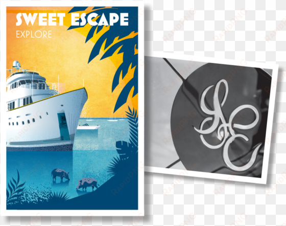 art deco poster yacht sweet escape home explore - art deco