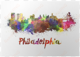 art print: paulrommer's philadelphia skyline in watercolor,