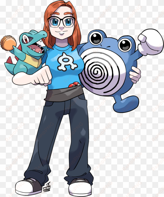 arti drew a pokemon trainer w/ totodile and polywhirl - totodile trainer in pokemon