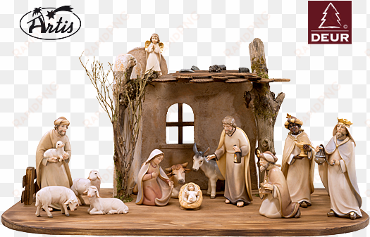 artis wooden nativity set - artis 8 in. nativity set with free stable - expanded