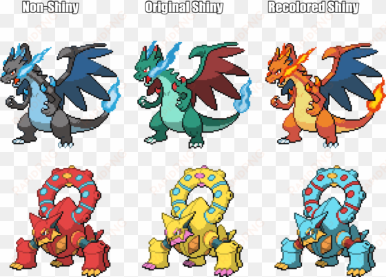 artmega charizard x and volcanion shiny recolors i - cartoon