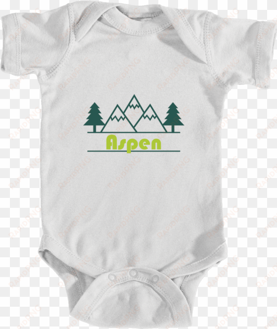 aspen, colorado mountain & trees in green - geek baby clothes, geek baby onesie, geekery onesie,