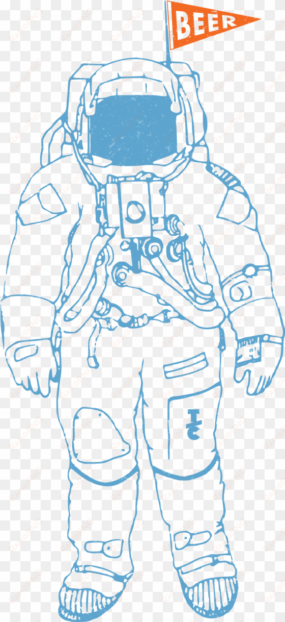 astronaut with beer flag - drawing