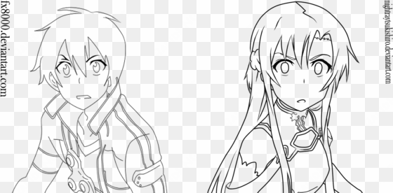 asuna coloring pages - kirito sao line art