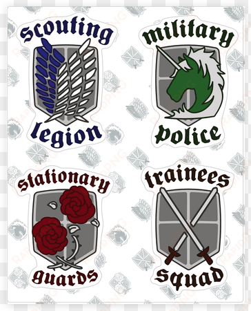 attack on titan sticker/decal sheet - attack on titan crests