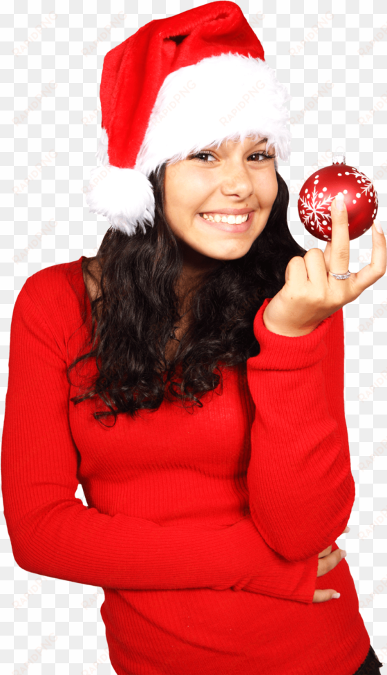 attractive young woman holding christmas ball png image - girl