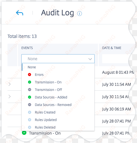 audit log events - audit trail